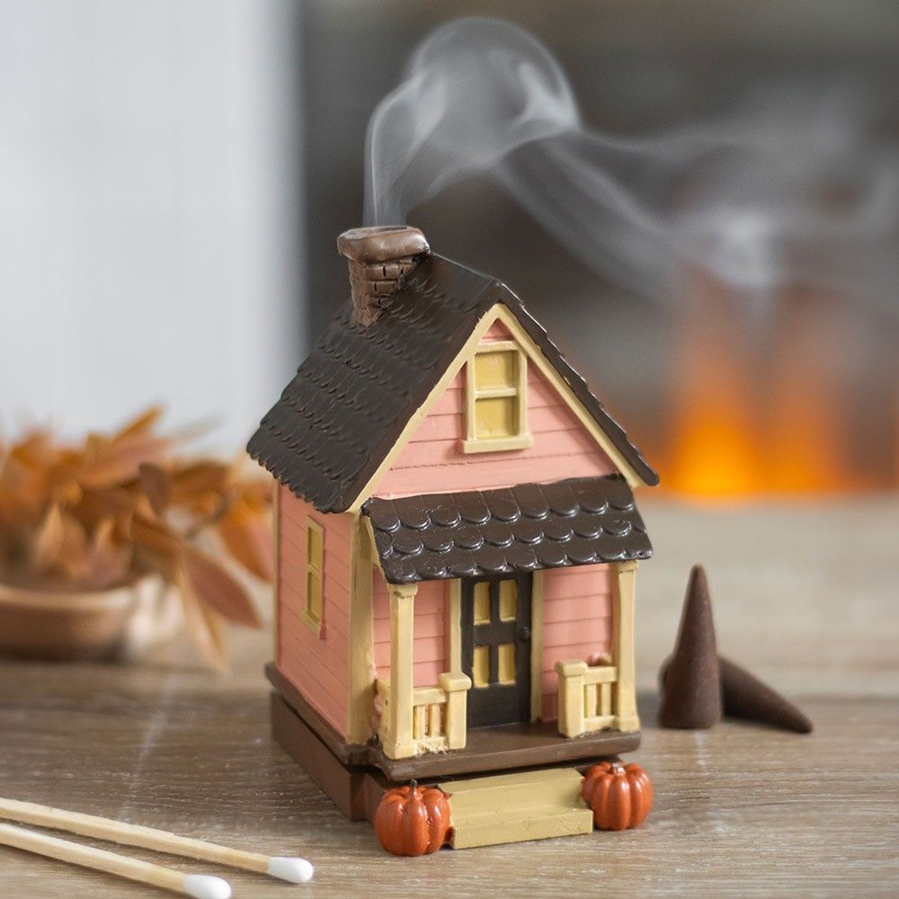 Something Different - Pink House Incense Cone Burner with Pumpkins Incense burner - Multicolours